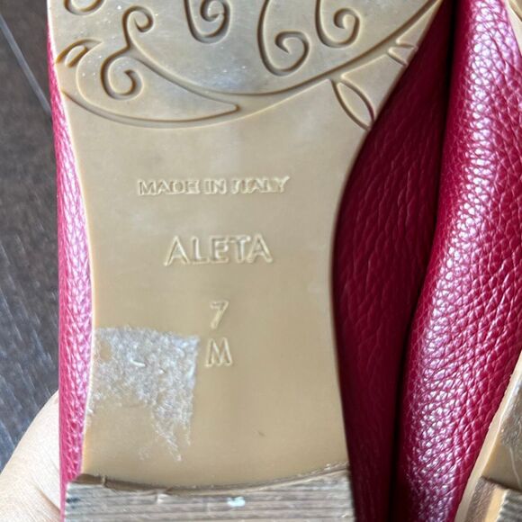 Brighton Aleta Ballerina flats shoes women’s size 7 lipstick red pebbled leather - Picture 8 of 9